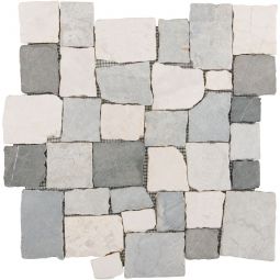 Wellker Natursteinmosaik Multiformat Marmor Ilo Creme Grey Black 30x30 cm Mosaikfliesen vielseitig einsetzbar