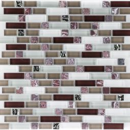 Kombimosaik Glas Naturstein Marble Violett Glasmix Braun Grau Weiß Brick 30x30 cm Mosaikfliesen 8 mm auch als Muster erhältlich
