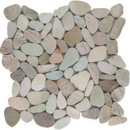 Wellker Natursteinmosaik Flusskiesel Toscana Mix Flach geschliffen 30x30 cm Mosaikfliesen vielseitig einsetzbar