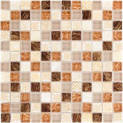 Wellker Kombimosaik Glas Naturstein Caraz Sun 30x30 cm Mosaikfliesen  8 mm vielseitig einsetzbar