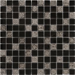 Kombimosaik Glas Naturstein Inka Black Reliev 30x30 cm Mosaikfliesen 8 mm auch als Muster erhältlich