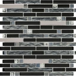 Kombimosaik Glas Naturstein Crystal Black Brick 30x30 cm Mosaikfliesen 8 mm auch als Muster erhältlich