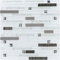 Kombimosaik Glas Naturstein Crystal Silver Brick 30x30 cm Mosaikfliesen 8 mm auch als Muster erhältlich