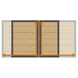 TraumGarten Doppeltor auf Maß Sichtschutzzaun SYSTEM ALU XL Lärche Stabiler Edelstahlrahmen mit Aluminium-Laibung, maßgefertigt, wetterfest, wartungsfrei, inkl. Beschlagsatz und Einsteckschloss