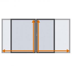 TraumGarten Doppeltor auf Maß Glassichtschutz SYSTEM GLAS MATT Doppeltor mit Edelstahlrahmen, Aluminium-Laibung, satiniertem Sicherheitsglas, maßgefertigt, inkl. Schloss, Beschlagsatz & Bodenschieber