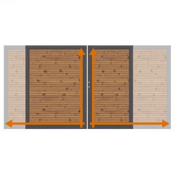 TraumGarten Doppeltor auf Maß Sichtschutzzaun SYSTEM NEO THERMO-HOLZ Langlebiger Doppelrahmen mit Thermoholz-Füllung, maßgefertigt bis 360x180 cm, inklusive Schloss, Sicherheitsausstattung und Beschlagsatz
