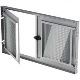ACO Stahlkellerfenster 80x60cm Zweiflügelig Fenster Sicherheitsscheibe, inkl. Mauerverbinder und drehbarem Schutzgitter