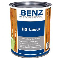 BENZ PROFESSIONAL HS-Lasur mit Filmschutz Holzschutzmittel verschiedene Farben, transparent, schützt vor Schimmel-, Algen-, und Pilzbefall