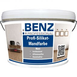 BENZ PROFESSIONAL Profi-Silikat-Wandfarbe weiß für Kalk- und Zementputz, Beton, Backstein und Raufasertapeten
