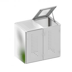 Binto Mülltonnenbox 2er-Box Edelstahl Klappdeckel Mülltonnenverkleidung für Behälter bis max. 240 Liter