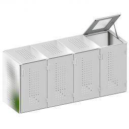 Binto Mülltonnenbox 4er-Box Edelstahl Klappdeckel Mülltonnenverkleidung für Behälter bis max. 240 Liter