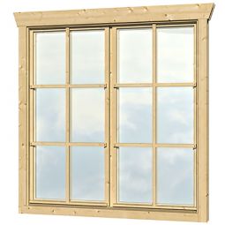 Skan Holz Doppelfenster 2x57,5x123,5cm für Gartenhaus 28mm mit Dreh- und Kippfunktinon