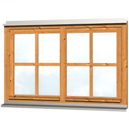 Skan Holz Doppelfenster Eiche Hell für Carports Echtglas, mit Dreh- und Kippfunktion