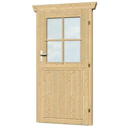 Skan Holz Einzeltür 78,5x186,5cm für Gartenhaus 45mm mit Echtglas, für Wandstärke 45mm