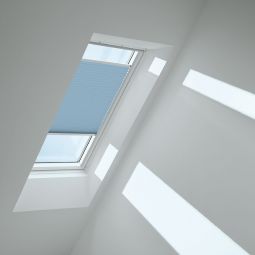 VELUX Plissee Denim 1286 lichtdurchlässig, sorgt für harmonisches Tageslicht, für verschiedene VELUX-Dachfenster geeignet