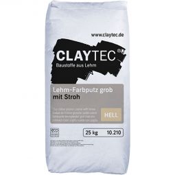 CLAYTEC Lehm-Farbputz grob mit Stroh, 25 kg in sechs Farben
