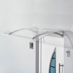 gutta Pultvordach PT Secco Edelstahloptik Dach 150cm oder 200cm breit, Aluminium Rahmen mit klarem Polycarbonatglas

