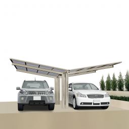 XIMAX Aluminium Carport Linea Y Edelstahl-Optik Unterstand verschiedene Varianten, freitragender Doppelcarport