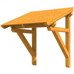 Skan Holz Vordach Potsdam Dach Eiche Hell Pultdach aus nordischer Fichte, überdachte Fläche 176x156 cm, solide Zapfenlochverbindungen Konstruktionsvollholz