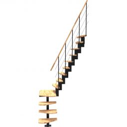 Minka Mittelholmtreppe Quatro Turn 1/4 gewendelt schwarz Raumspartreppe mit Podest für 90-Grad-Wendelung, bis Geschosshöhe 298 cm