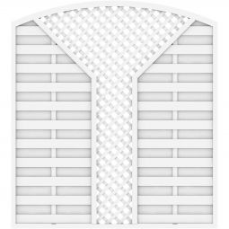 TraumGarten Sichtschutzzaun LONGLIFE ROMO mit V-Gitter weiß wetterbeständiger Fenster-Kunststoff, klassisches Flechtzaun Design, 180x180 (196) cm