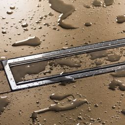 Schlüter-KERDI-LINE C Duschrinnen Abdeckung V4A Edelstahl mit Fliesenmulde, geeignet für Belagsstärken von 3-25mm
