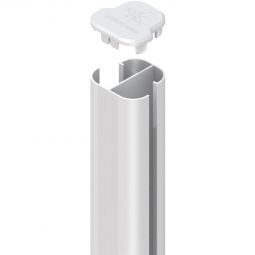 TraumGarten Sichtschutzzaun SYSTEM Eck-Steckpfosten Basic Aufdübeln weiß Alu-Eckpfosten zum Aufschrauben, Winkel von 90° bis 180° einstellbar, 105/192,5 cm, inklusive Pfostenträger, Pfostenkappe und Pfostenfussabdeckung