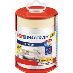 tesa Easy Cover Premium Abdeckpapier im Abroller 2 in 1: Abdeckpapier und Malerband, im praktischen Abroller mit Abtrennmesser, nachfüllbar
