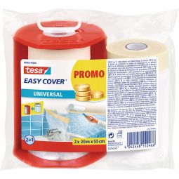 tesa Easy Cover Universal Abdeckfolie 20mx55cm Abroller + Nachfüllrolle Promopack gute Haftung auf fast allen Oberflächen
