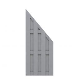 TraumGarten Sichtschutzzaun JUMBO WPC Grau Anschluss 74x179 auf 90cm, Lamellen: 10x115mm