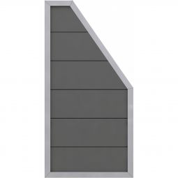TraumGarten Sichtschutzzaun DESIGN WPC ALU Anthrazit Anschluss 90x180 auf 90cm, Aluminiumrahmen 66x40mm, pulverbeschichtet