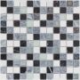 Kombimosaik Glas Naturstein Marmor Schwarz Grau Weiß Glas Relief 30x30 cm Mosaikfliesen 8 mm