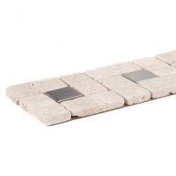 Wellker Bordüren Kombi Verona Travertin Edelstahl 30x7,5 cm Mosaikfliesen vielseitig einsetzbar