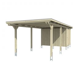 Skan Holz Einzelcarport Emsland mit Schuppen Naturbelassen Unterstand verschiedene Größen, Leimholz (Fichte), Pfostenstärke 12x12cm