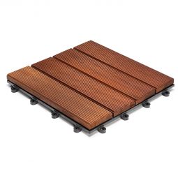 florco Klickfliese plus Holz ThermoEsche geriffelt 4 Latten verschiedene Größen, kombinierbares Klicksystem mit Echtholzoberfläche
