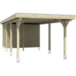Skan Holz Einzelcarport Spessart mit Schuppen Naturbelassen Unterstand Abmessungen (BxT) 355x846 cm, Leimholz (Fichte), Pfostenstärke 12x12cm