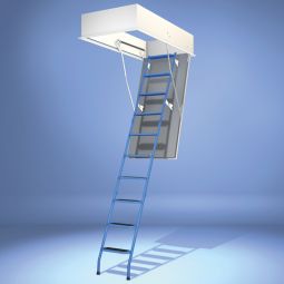 Wellhöfer Bodentreppe StahlBlau Dachbodentreppe inkl. geprüftem Deckenanschluss-System und Wärmeschutz