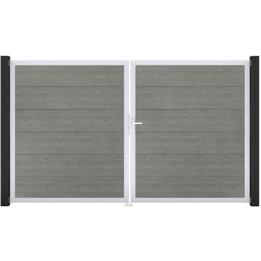 GroJa Doppeltor BasicLine PVC-Steckzaun Grey 2