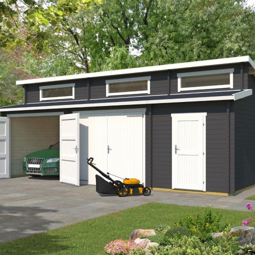WEKA Doppelgarage 441 Holz graphitgrau 2
