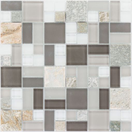Wellker Kombimosaik Glas Naturstein Quarzit 2