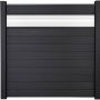 GroJa Solid Steckzaun Sichtschutzzaun mit 30 cm ESG-Glas Designeinsatz Anthrazitgrau Sichtschutz Steckzaun Lamellenzaun