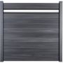 GroJa Solid Steckzaun Sichtschutzzaun mit 30 cm ESG-Glas Designeinsatz Steingrau co-extrudiert Sichtschutz Steckzaun Lamellenzaun