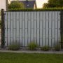 Sichtschutzstreifen vertikal grau mit Klemmschienen Einstabmattenzaun Zaunfolie
